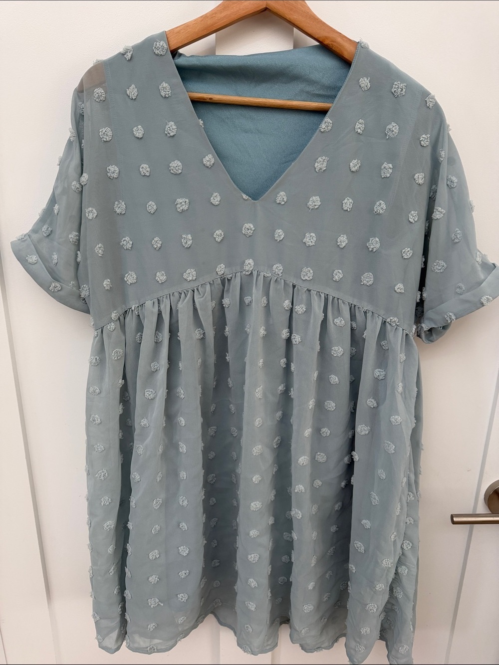 Women's blue  Textured Midi Dress babydoll boutique